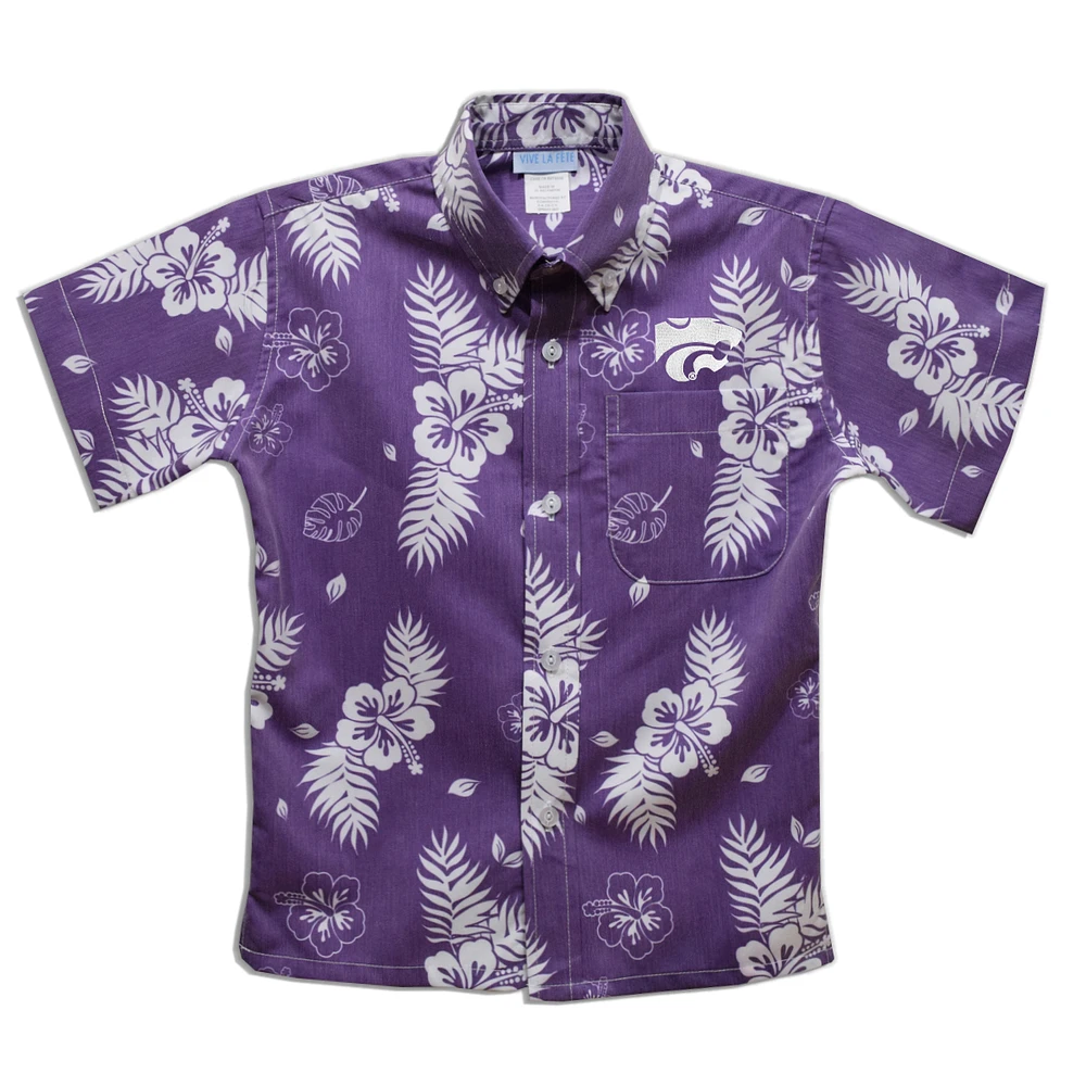 Toddler Vive La Fete Purple Kansas State Wildcats Hawaiian Print Button-Down Shirt