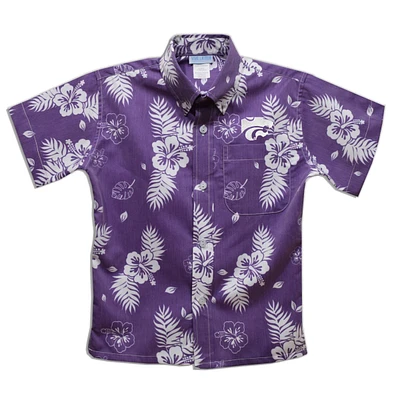 Toddler Vive La Fete Purple Kansas State Wildcats Hawaiian Print Button-Down Shirt