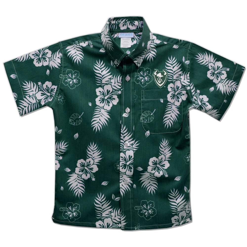 Toddler Vive La Fete Green Portland State Vikings Hawaiian Print Button-Down Shirt
