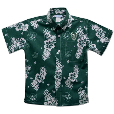 Toddler Vive La Fete Green Portland State Vikings Hawaiian Print Button-Down Shirt