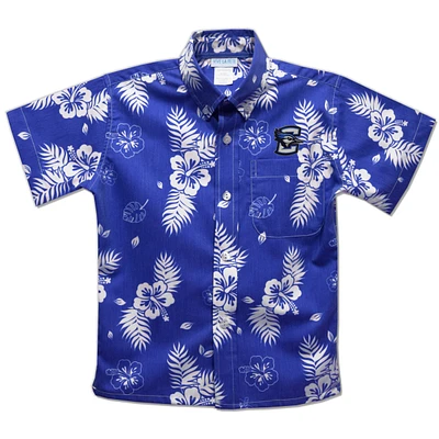 Youth Vive La Fete  Royal Creighton Bluejays Hawaiian Print Button-Down Shirt