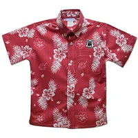 Youth Vive La Fete  Red Fresno State Bulldogs Hawaiian Print Button-Down Shirt