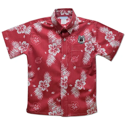 Youth Vive La Fete  Red Fresno State Bulldogs Hawaiian Print Button-Down Shirt
