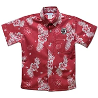 Youth Vive La Fete  Red Fresno State Bulldogs Hawaiian Print Button-Down Shirt