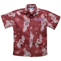 Youth Vive La Fete  Crimson Loyola Marymount Lions Hawaiian Print Button-Down Shirt