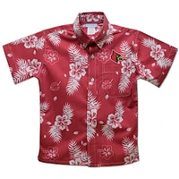 Youth Vive La Fete  Red Louisville Cardinals Hawaiian Print Button-Down Shirt