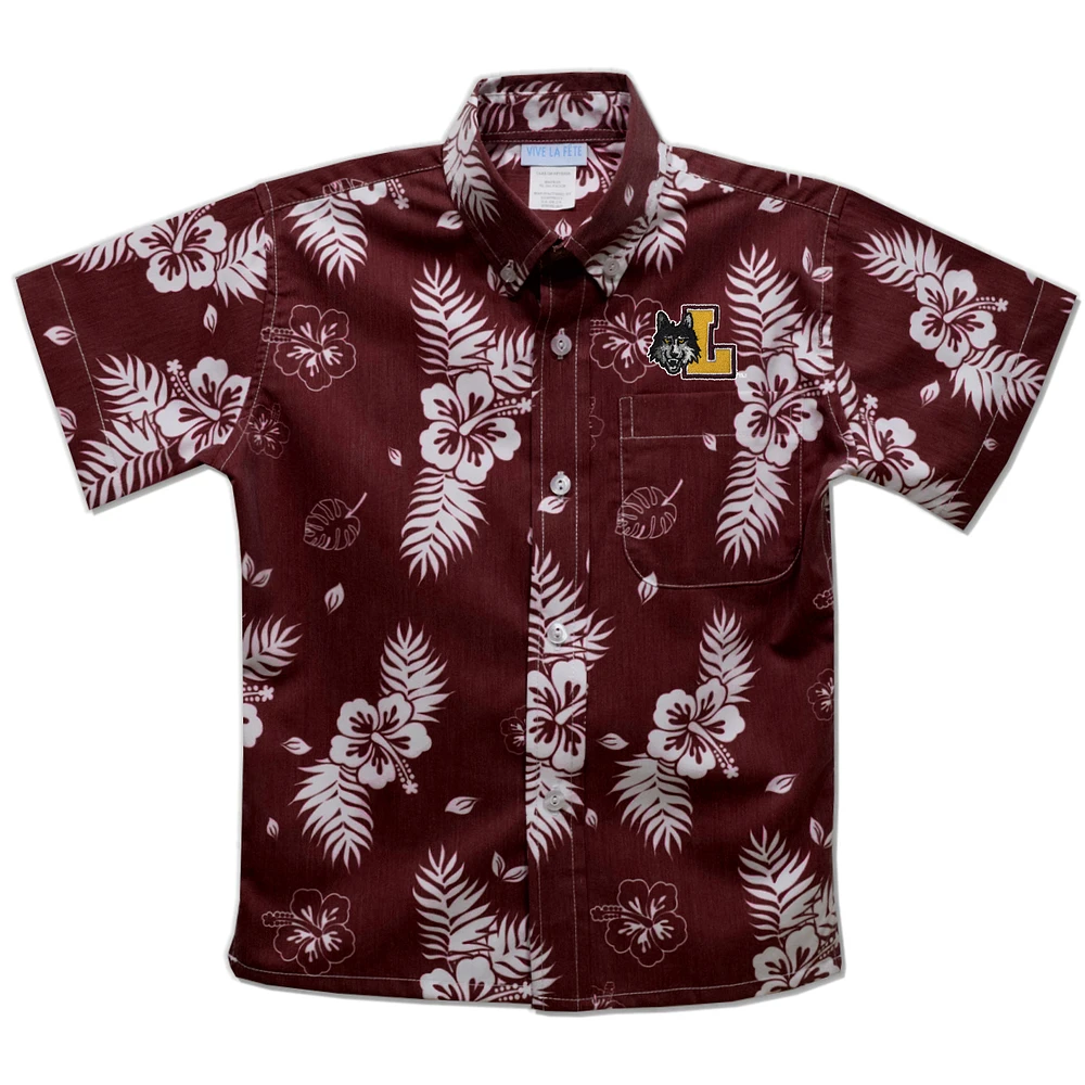 Youth Vive La Fete Maroon Loyola Chicago Ramblers Hawaiian Print Button-Down Shirt