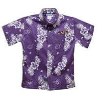 Youth Vive La Fete  Purple James Madison Dukes Hawaiian Print Button-Down Shirt