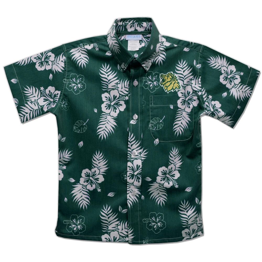 Youth Vive La Fete Green Missouri Southern State Lions Hawaiian Print Button-Down Shirt