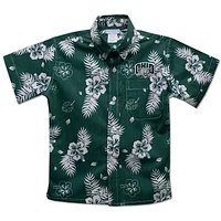 Youth Vive La Fete  Green Ohio Bobcats Hawaiian Print Button-Down Shirt