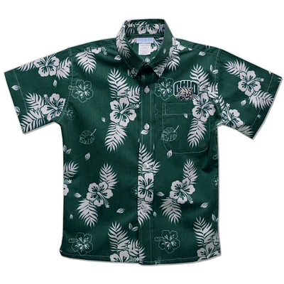 Youth Vive La Fete  Green Ohio Bobcats Hawaiian Print Button-Down Shirt