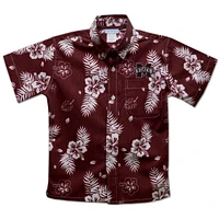 Youth Vive La Fete  Maroon Mississippi State Bulldogs Hawaiian Print Button-Down Shirt
