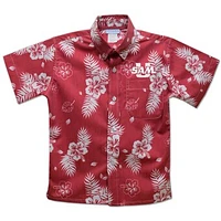 Youth Vive La Fete  Red Samford Bulldogs Hawaiian Print Button-Down Shirt