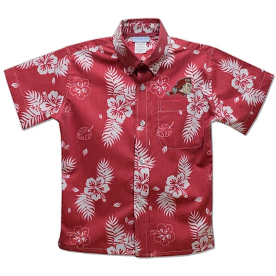 Youth Vive La Fete  Red Sacred Heart Pioneers Hawaiian Print Button-Down Shirt