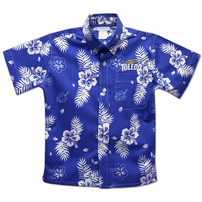 Youth Vive La Fete  Blue Toledo Rockets Hawaiian Print Button-Down Shirt