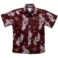 Youth Vive La Fete  Maroon Texas State Bobcats Hawaiian Print Button-Down Shirt