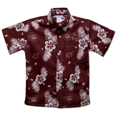 Youth Vive La Fete  Maroon Texas State Bobcats Hawaiian Print Button-Down Shirt