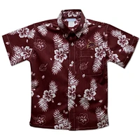 Youth Vive La Fete  Maroon Texas State Bobcats Hawaiian Print Button-Down Shirt