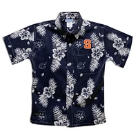 Youth Vive La Fete  Navy Syracuse Orange Hawaiian Print Button-Down Shirt