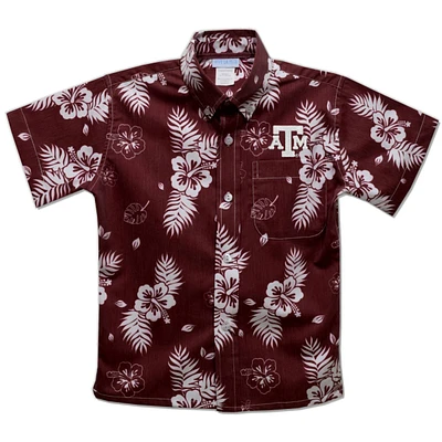 Youth Vive La Fete  Maroon Texas A&M Aggies Hawaiian Print Button-Down Shirt