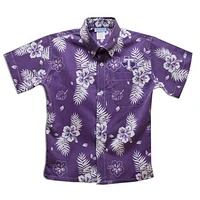 Youth Vive La Fete  Purple Tarleton State Texans Hawaiian Print Button-Down Shirt