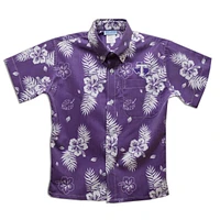 Youth Vive La Fete  Purple Tarleton State Texans Hawaiian Print Button-Down Shirt
