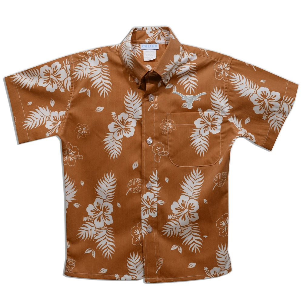 Youth Vive La Fete  Texas Orange Longhorns Hawaiian Print Button-Down Shirt