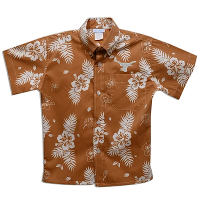 Youth Vive La Fete  Texas Orange Longhorns Hawaiian Print Button-Down Shirt