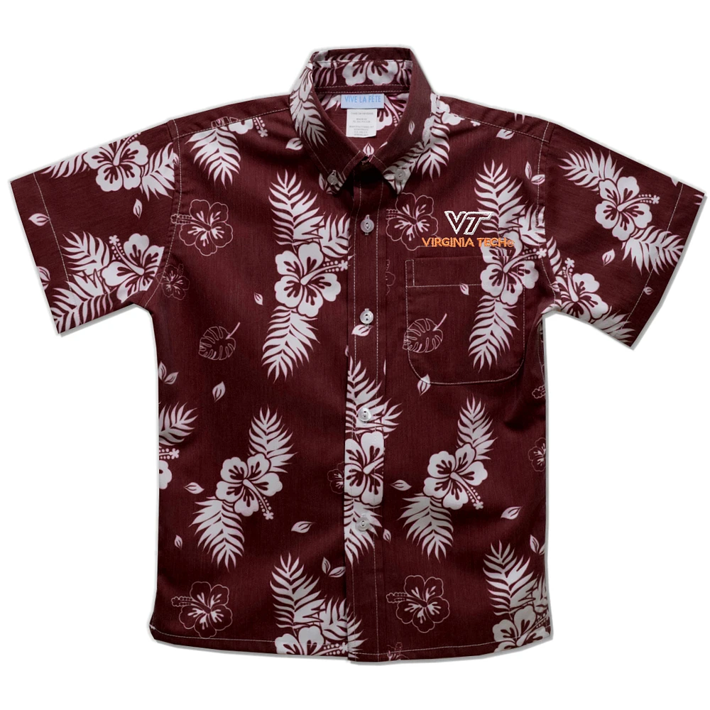 Youth Vive La Fete Maroon Virginia Tech Hokies Hawaiian Print Button-Down Shirt