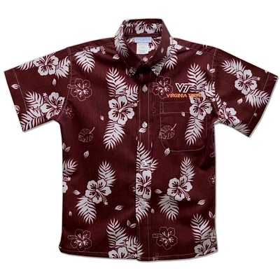 Youth Vive La Fete  Maroon Virginia Tech Hokies Hawaiian Print Button-Down Shirt