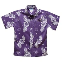 Youth Vive La Fete  Purple Western Carolina Catamounts Hawaiian Print Button-Down Shirt