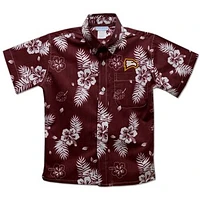 Youth Vive La Fete  Red Winthrop Eagles Hawaiian Print Button-Down Shirt