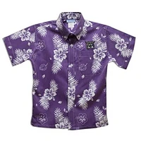 Youth Vive La Fete  Purple Weber State Wildcats Hawaiian Print Button-Down Shirt