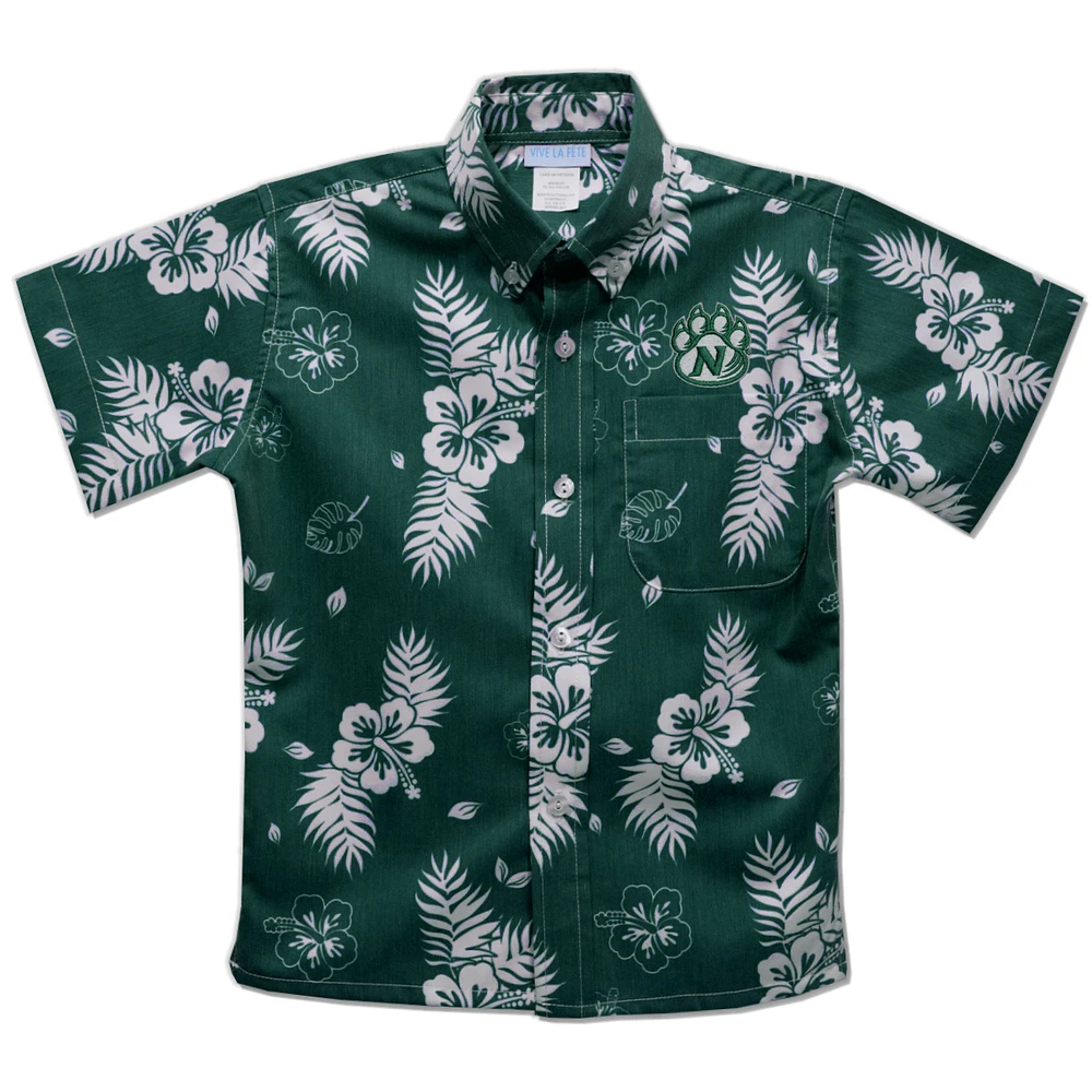 Youth Vive La Fete  Green Northwest Missouri State Bearcats Hawaiian Print Button-Down Shirt