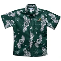 Youth Vive La Fete  Hunter Green Wright State Raiders Hawaiian Print Button-Down Shirt