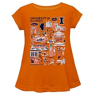 Girls Toddler Vive La Fete  Orange Illinois Fighting Illini Impressions Artwork A-Line Top