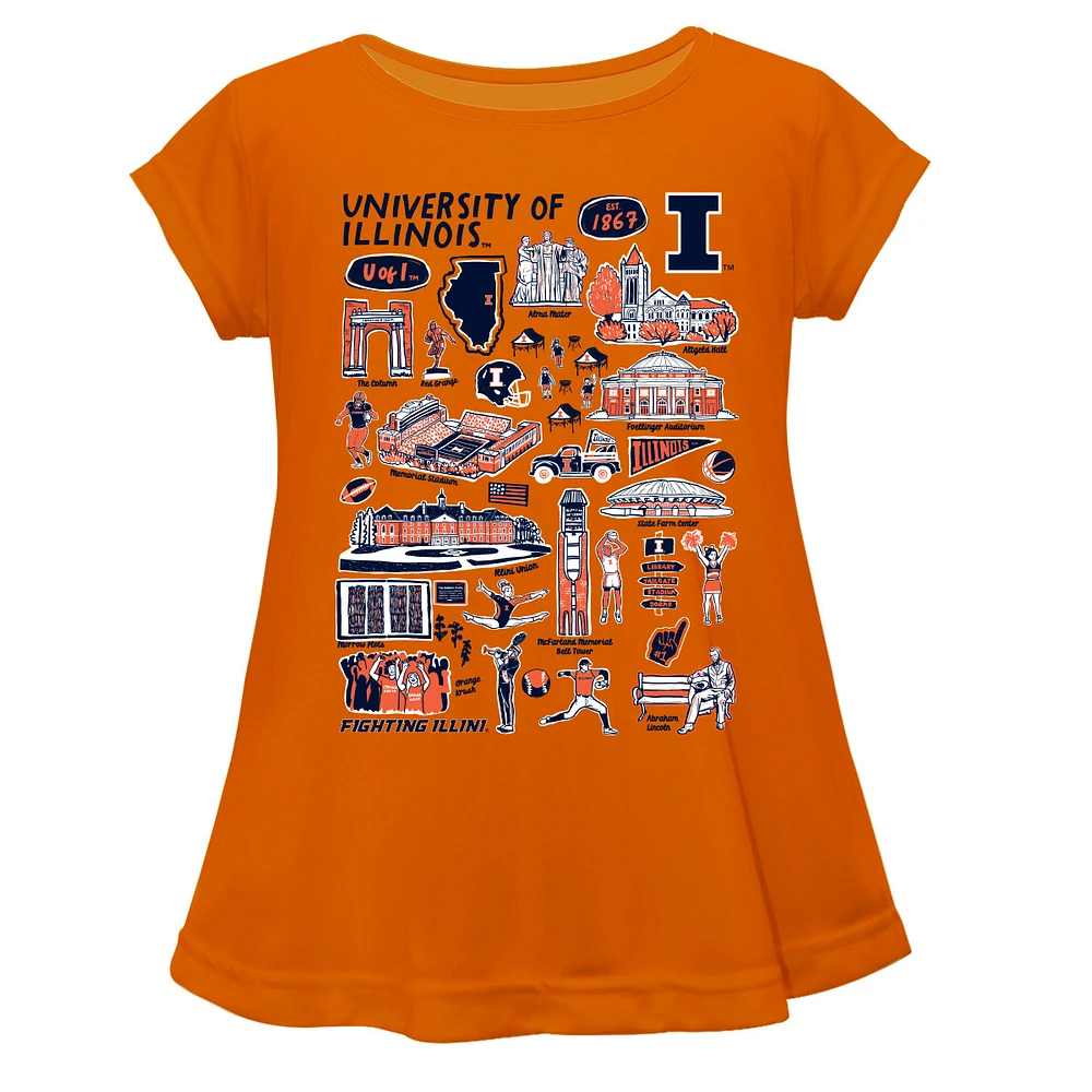 Girls Toddler Vive La Fete Orange Illinois Fighting Illini Impressions Artwork A-Line Top