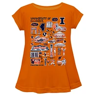 Girls Toddler Vive La Fete  Orange Illinois Fighting Illini Impressions Artwork A-Line Top