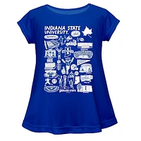 Girls Toddler Vive La Fete  Blue Indiana State Sycamores Impressions Artwork A-Line Top