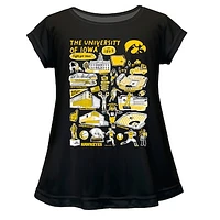 Girls Toddler Vive La Fete  Black Iowa Hawkeyes Impressions Artwork A-Line Top