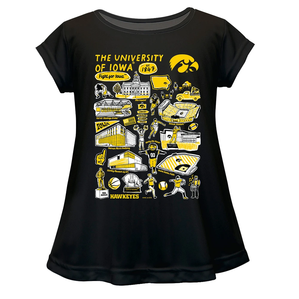 Girls Toddler Vive La Fete Black Iowa Hawkeyes Impressions Artwork A-Line Top