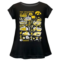 Girls Toddler Vive La Fete  Black Iowa Hawkeyes Impressions Artwork A-Line Top