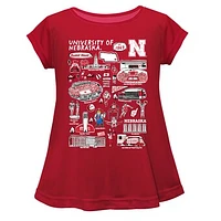 Girls Toddler Vive La Fete  Red Nebraska Huskers Impressions Artwork A-Line Top
