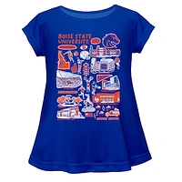 Girls Toddler Vive La Fete  Blue Boise State Broncos Impressions Artwork A-Line Top