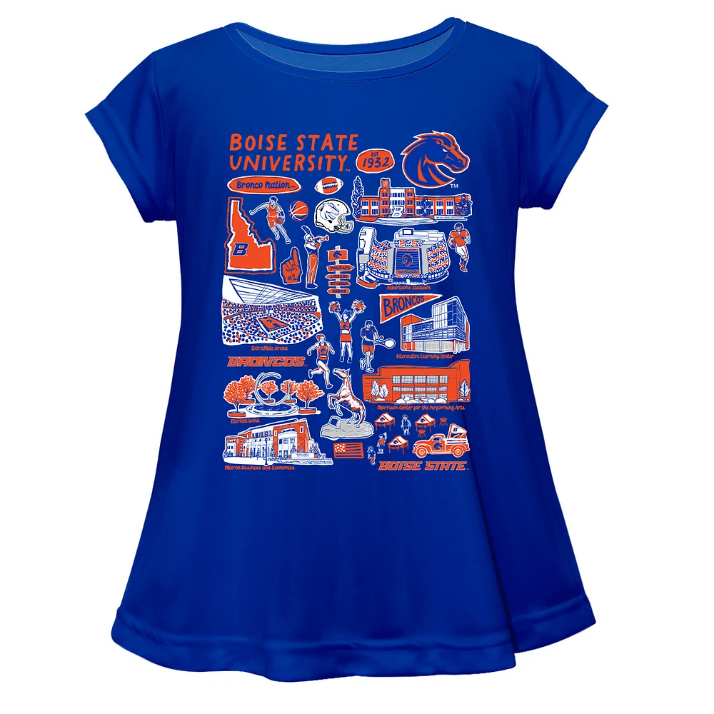 Girls Toddler Vive La Fete Blue Boise State Broncos Impressions Artwork A-Line Top