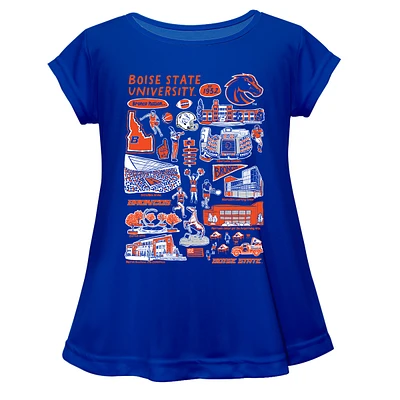 Girls Toddler Vive La Fete  Blue Boise State Broncos Impressions Artwork A-Line Top