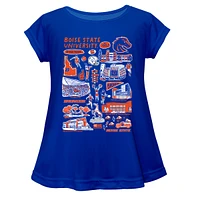 Girls Toddler Vive La Fete  Blue Boise State Broncos Impressions Artwork A-Line Top