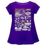 Girls Toddler Vive La Fete  Purple James Madison Dukes Impressions Artwork A-Line Top