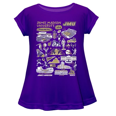 Girls Toddler Vive La Fete  Purple James Madison Dukes Impressions Artwork A-Line Top