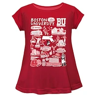 Girls Toddler Vive La Fete  Red Boston University Impressions Artwork A-Line Top